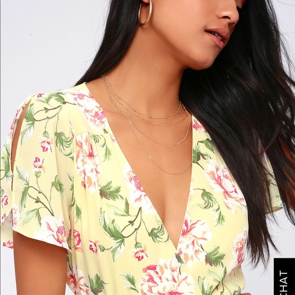 SENSE OF WONDER YELLOW FLORAL WRAPDRESS
LULUS NWT - Picture 4 of 4